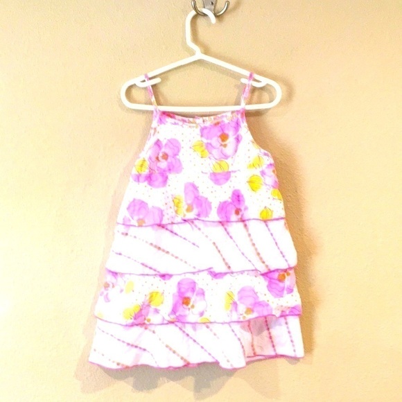 Girls Baby LULU size 4T pink floral tiered ruffle dress - Picture 1 of 5